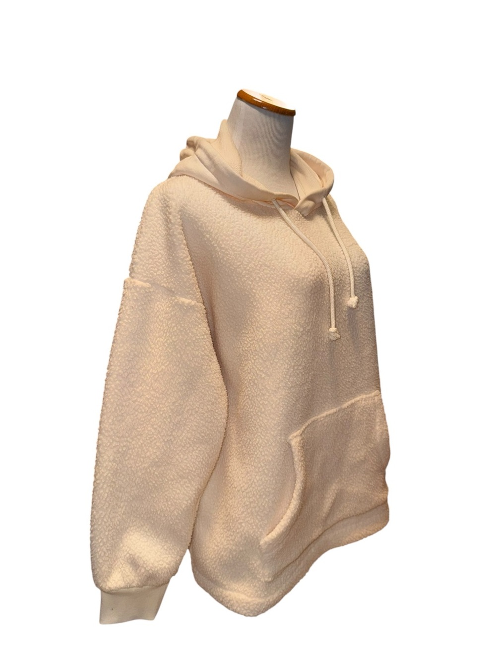 Madewell Cream Sherpa Fleece Pullover Hoodie Kangaroo Pocket Cozy - Picture 3 of 7